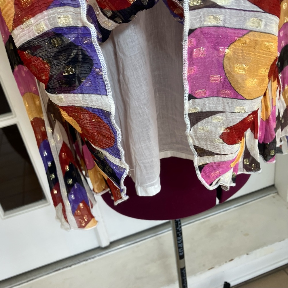 Oliphant Milano Peplum Blouse – Multicolor Print – Size Medium - like new! - Picture 6 of 11